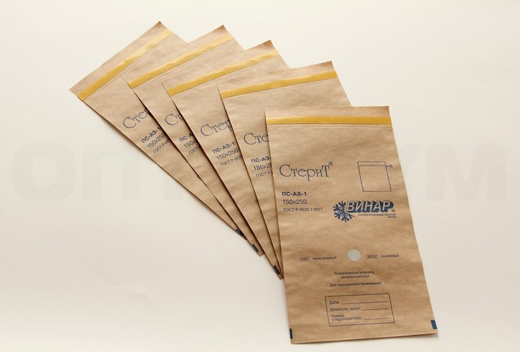 Пакеты самоклеящиеся из крафт-бумаги "СтериТ", 115х245 мм