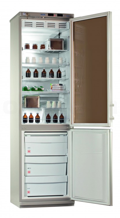 Холодильник лабораторный ХЛ-340 (ТС) POZIS с тонированной стеклянной дверью и металлической дверью (белый)