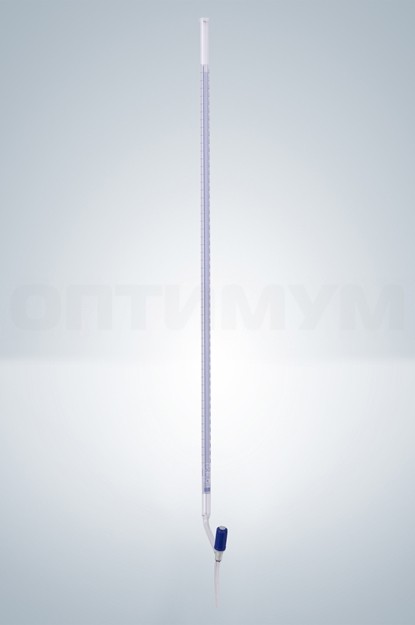 Бюретка Hirschmann 50 : 0,1 мл, класс B, с линией Шеллбаха, светлое стекло, синяя градуировка, боковой клапанный PTFE кран