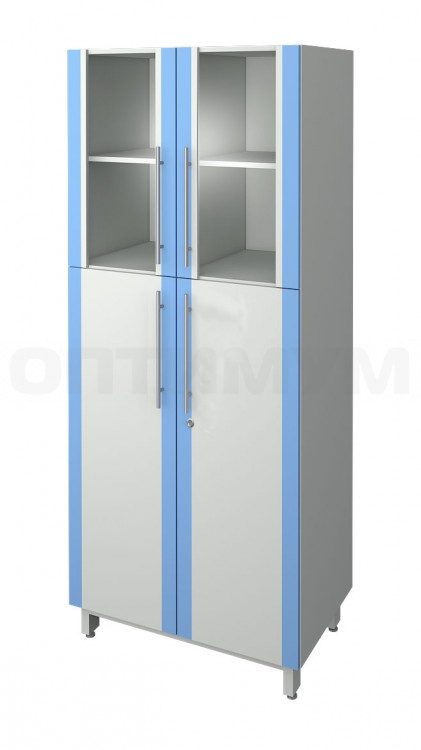 Шкаф для документов с верхними стеклянными дверями в рамах из софтформинга "Серый-Джинс" ЛАБ-PRO ШД 80.50.193