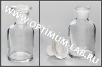 Склянка 60 мл для реактивов из светлого стекла с узкой горловиной и притертой пробкой