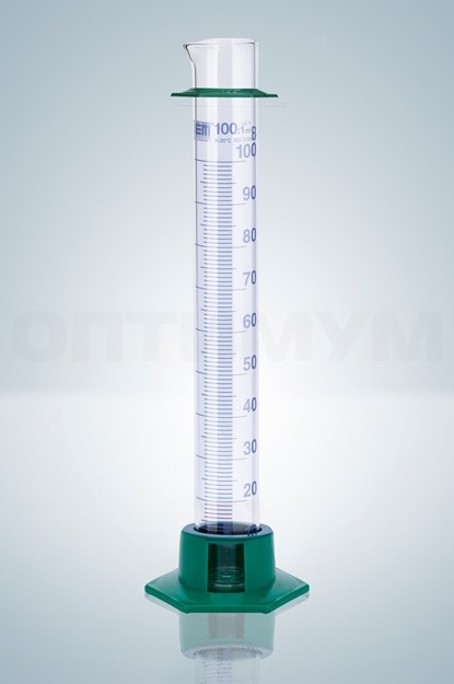 Цилиндр мерный Hirschmann 25 : 0,5 мл класс B, синяя градуировка, с пластиковым основанием