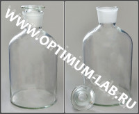 Склянка 2500 мл для реактивов из светлого стекла с узкой горловиной и притертой пробкой