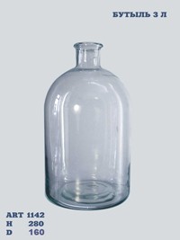 Широкогорлая бутыль БШБ на 3л под пробку 45 мм (стекло НС-2)