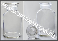 Склянка 1000 мл для реактивов из светлого стекла с широкой горловиной и притертой пробкой