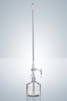 Автоматическая бюретка Пеллета Hirschmann 25 : 0,05 мл, класс AS, с промежуточным краном, светлое стекло, синяя градуировка, стеклянные краны