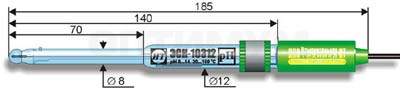 Стеклянный электрод ЭСК-10312/4 полумикро d 8мм