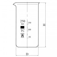 Стакан В-1-50 высокий с делениями и носиком, ТС