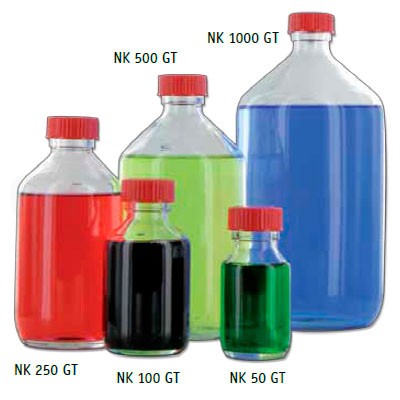 Бутыль для проб Behr NK 500 GT, 500 мл, узкое горло, бесцветное стекло, крышка PP, 10 шт/упак