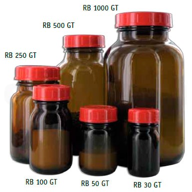 Бутыль для проб Behr RB 30 GT, 30 мл, широкое горло, коричневое стекло, крышка PP, 10 шт/упак