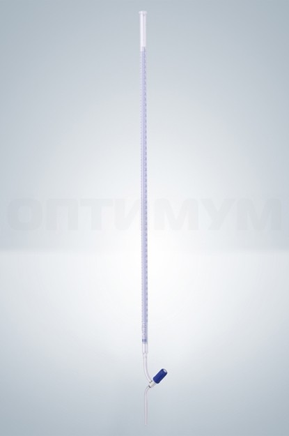 Бюретка Hirschmann 10 : 0,02 мл, класс B, с линией Шеллбаха, светлое стекло, синяя градуировка, клапанный PTFE кран