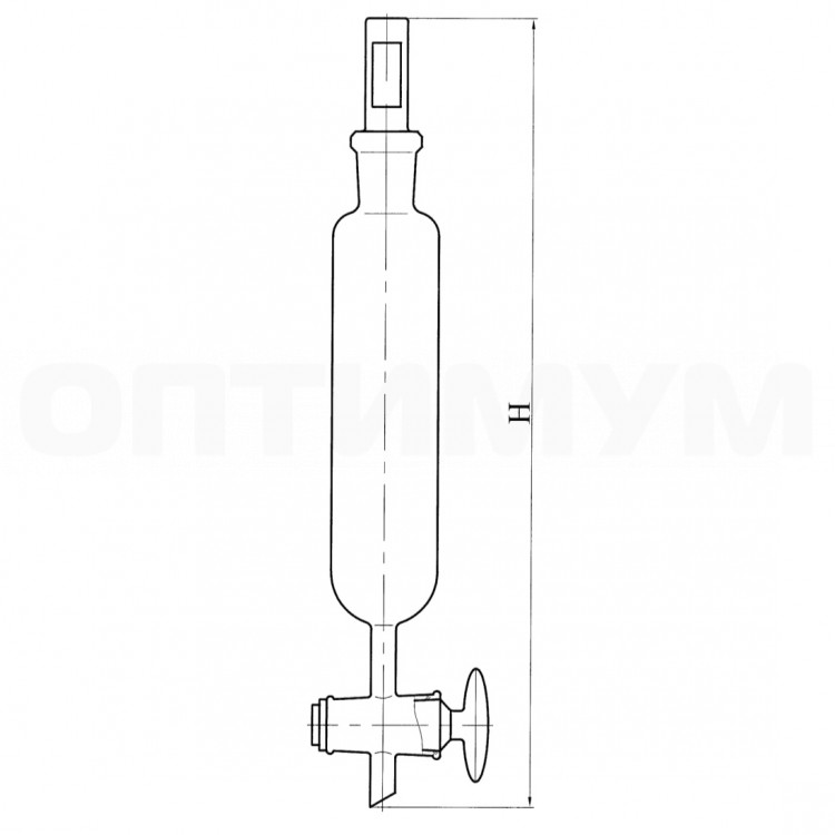 Делительная воронка цилиндрическая ВД-1-10, кран с резьбовым уплотнением (1 шт)
