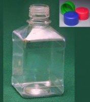 Бутылка квадратная 270 мл прозрачная с крышкой
