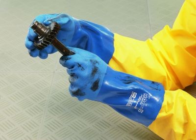 Перчатки химически стойкие Kleenguard G80, ПВХ, синий/голубой, р. 8, 12пар/уп, 5уп/кор, 30см, Kimberly-Clark