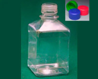 Бутылка квадратная 270 мл прозрачная с крышкой и контрольным кольцом