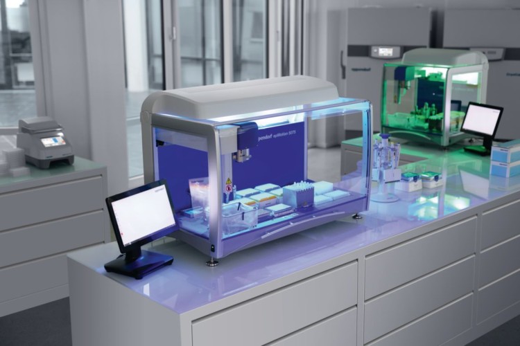 Станция выделения НК автоматическая, 24-96 образцов, epMotion 5075vt (1,5-50 мл пробирки, 96/384 лун. планшеты), до 1000 мкл, вакуум модуль и термомиксер, Eppendorf