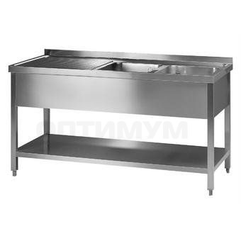 Стол-мойка с поддоном для сушки, поддон справа, нержавеющая сталь, 1500х600х900 мм, Bochem