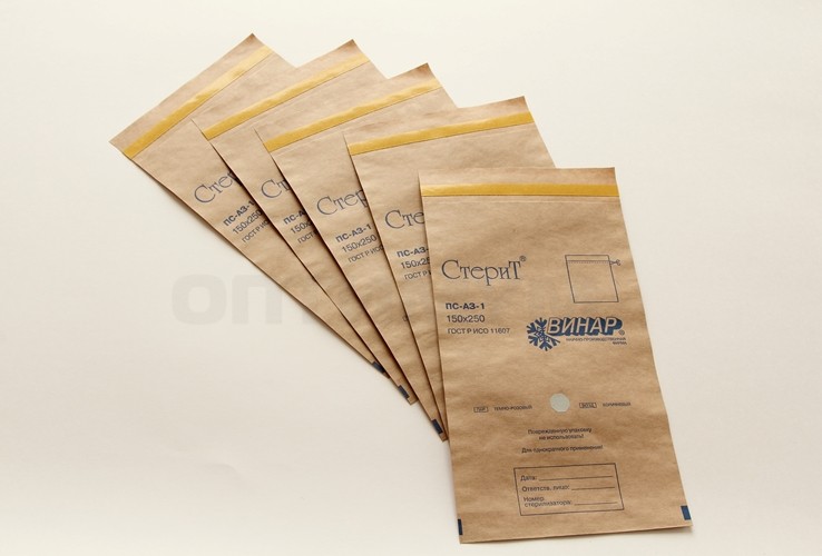 Пакеты самоклеящиеся из крафт-бумаги "СтериТ", 300х390 мм
