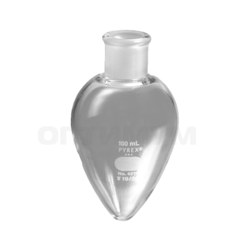 Колба остродонная, 100 мл, d 40 мм, шлиф 19/22, 1 шт, Pyrex (Corning)