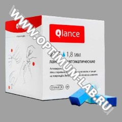 Автоматический ланцет Qlance Uni Lite, глубина прокола 1,8 мм, игла 23G, голубой, упаковка 100 шт