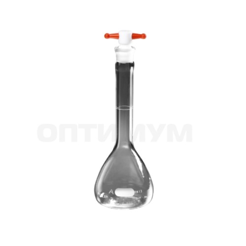 Колба мерная, 200 мл, d 74 мм, кл.А, PTFE крышка 13, 12 шт, Pyrex (Corning)