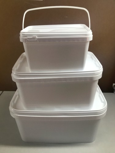 Ведро, 2 л, прямоугольное, крышка белая, пластиковая ручка, белый полипропилен, Россия