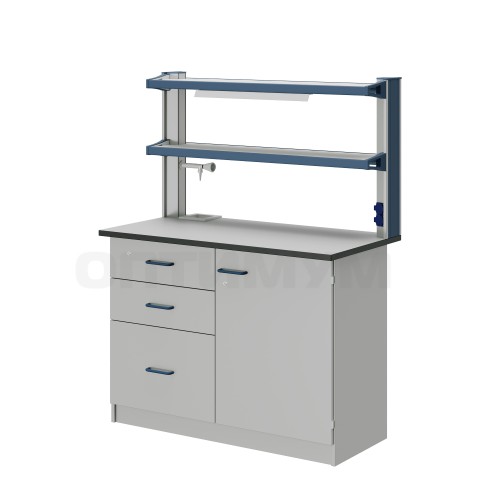 Стол лабораторный ЛАБ-PRO 120.65.90 на опорных тумбах, рабочая поверхность - LAMINAT