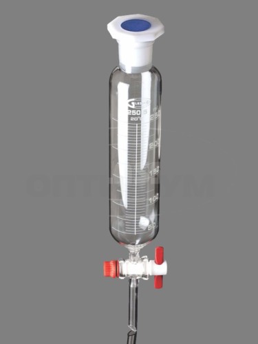 Воронка капельная, цилиндрическая, шлиф 14/23, запорный кран из PTFE, пробка ПП, 1 шт./уп., Glassco