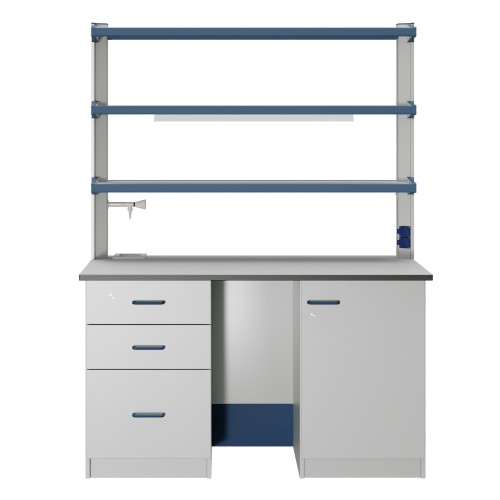 Стол лабораторный ЛАБ-PRO 150.65.90 на опорных тумбах, рабочая поверхность - LAMINAT