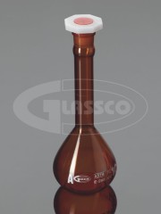 Колба мерная, класс А, темное БС, с одной отметкой, несерийные, пробка ПЭ, Glassco