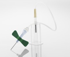 Игла-бабочка SAFETY зеленая с луэр-адаптером и держателем 19 см, 21Gx3/4, 24 шт/упак