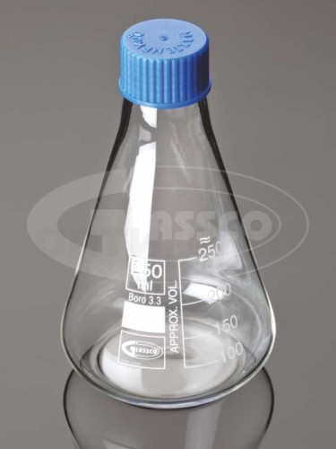 Колба Эрленмейера 100 мл, стекло, до 500°С, с завинч. крышкой, 2 шт./уп., Glassco