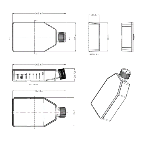 Флаконы культуральные 75 см², глухая крышка, обработанная поверхность (ТС), полистирол, стерильные, Servicebio, Китай