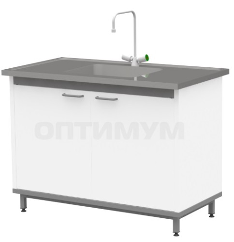 Стол-мойка на опорной тумбе из металла ЛАБ-М МО 30 МЕ 120.65.90 SS