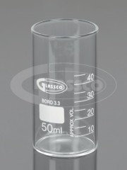 Стакан 50 мл, стеклянный, без носика, высокий, 38×70 мм, Glassco