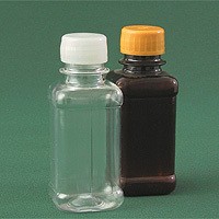 Бутылка квадратная 125 мл коричневая с крышкой и контрольным кольцом