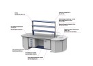 Торцевой стол-мойка на металлической опорной тумбе ЛАБ-PRO МОТ 150.75.90 TС